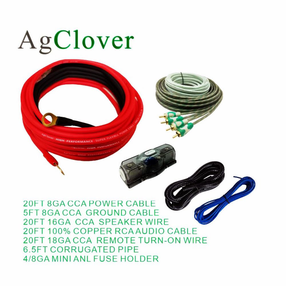 8 Gauge CCA Amplifier Wiring Kit 800W Power Handling Complete Amp Installation Kit for High-Performance Car Audio