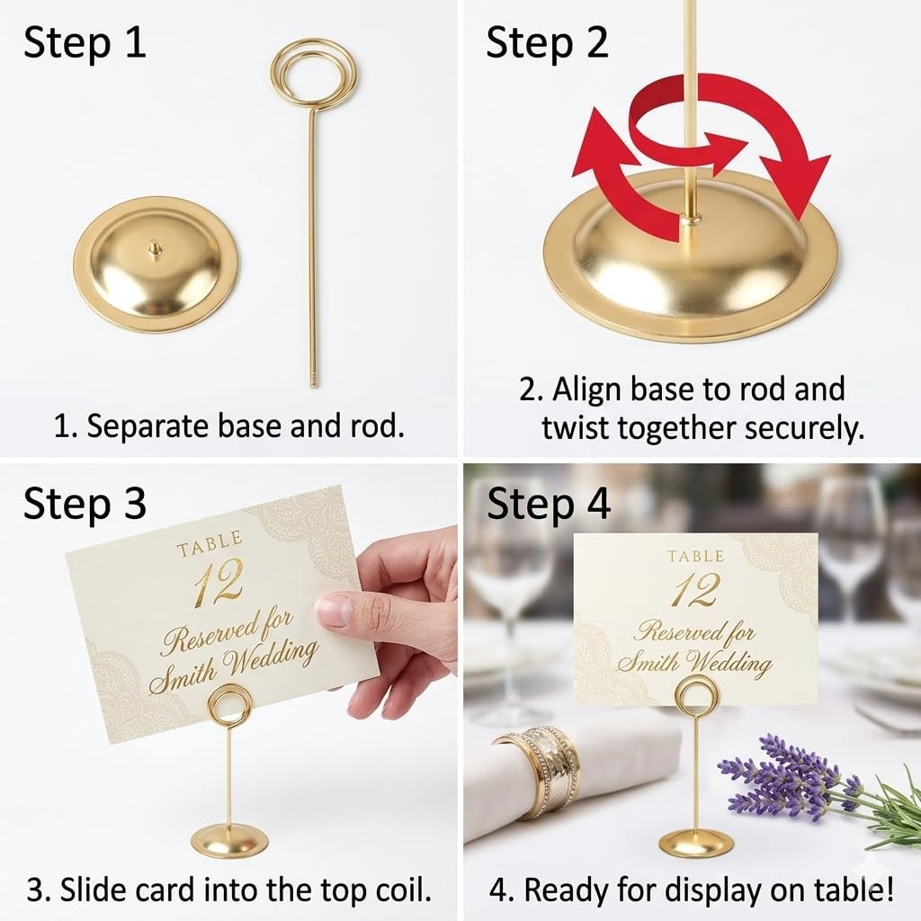 Gold Table Number Holders, 12 Pack, 12", Weddings & Events