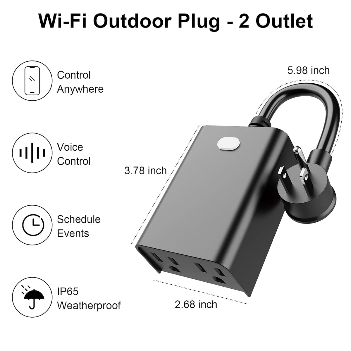 WiFi Outdoor Smart Plug, Smart Plugs that Work with Google Home for Voice Control, Wireless Remote APP Control Smart
