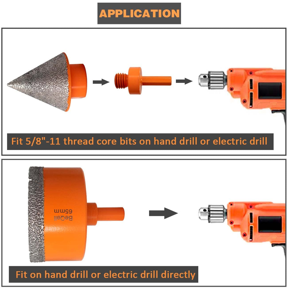 3Pcs Diamond Beveling Chamfer Bits Set,Tile Milling Cone with Adapter