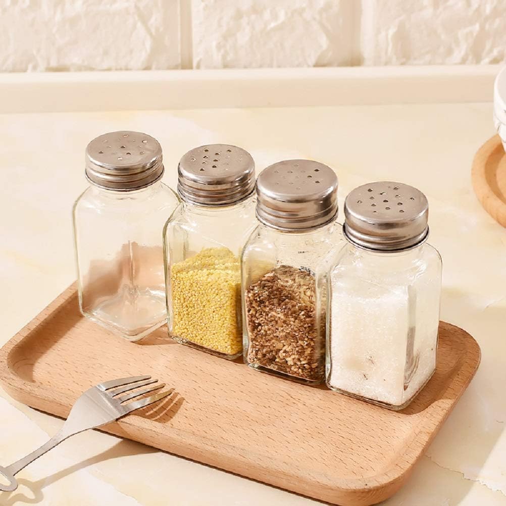 30 Pack Glass Salt and Pepper Shaker Set with Stainless Steel Mushroom Top, 2.7oz Spice bottle for Kitchen