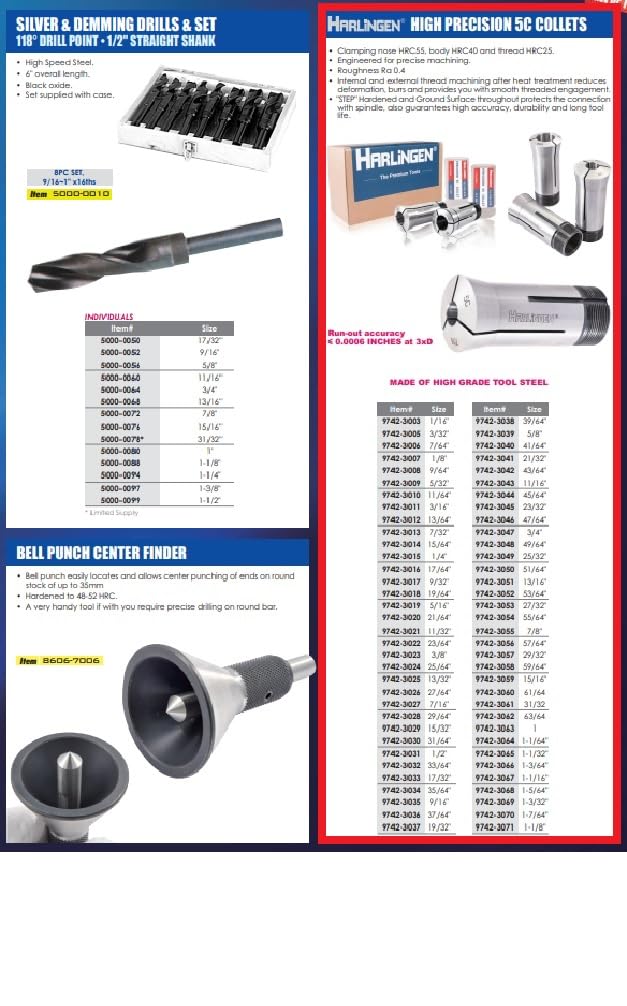 Harlingen 9742-3029 15/32" High Precision 5C Collet