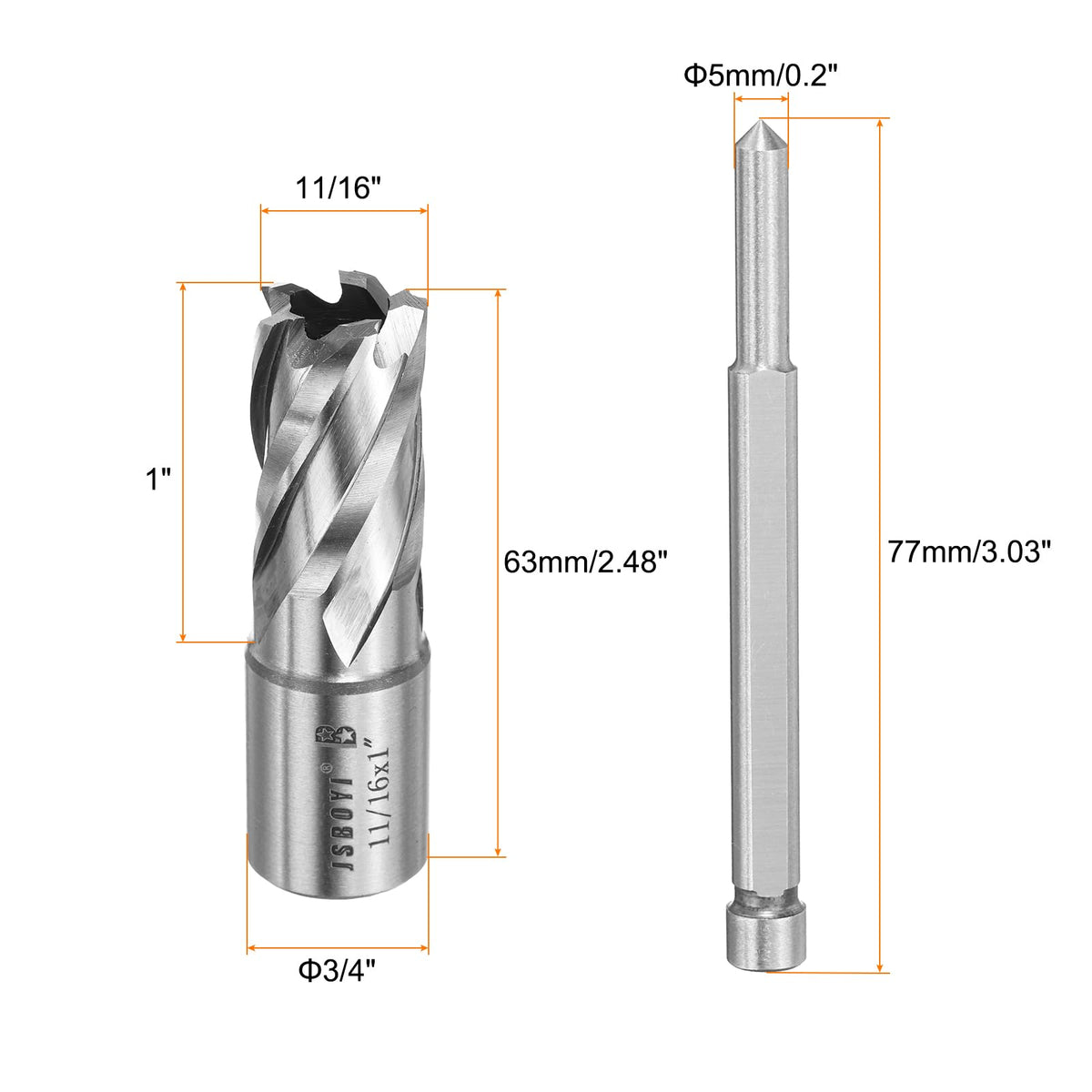 HARFINGTON Annular Cutter 11/16" Cutting Diameter Shank 3/4" with 1" Depth of Locating Pin M2 High-Speed Steel Drill Bit Annular Cutter for Standard Magnetic Drills Machine Tools Mills