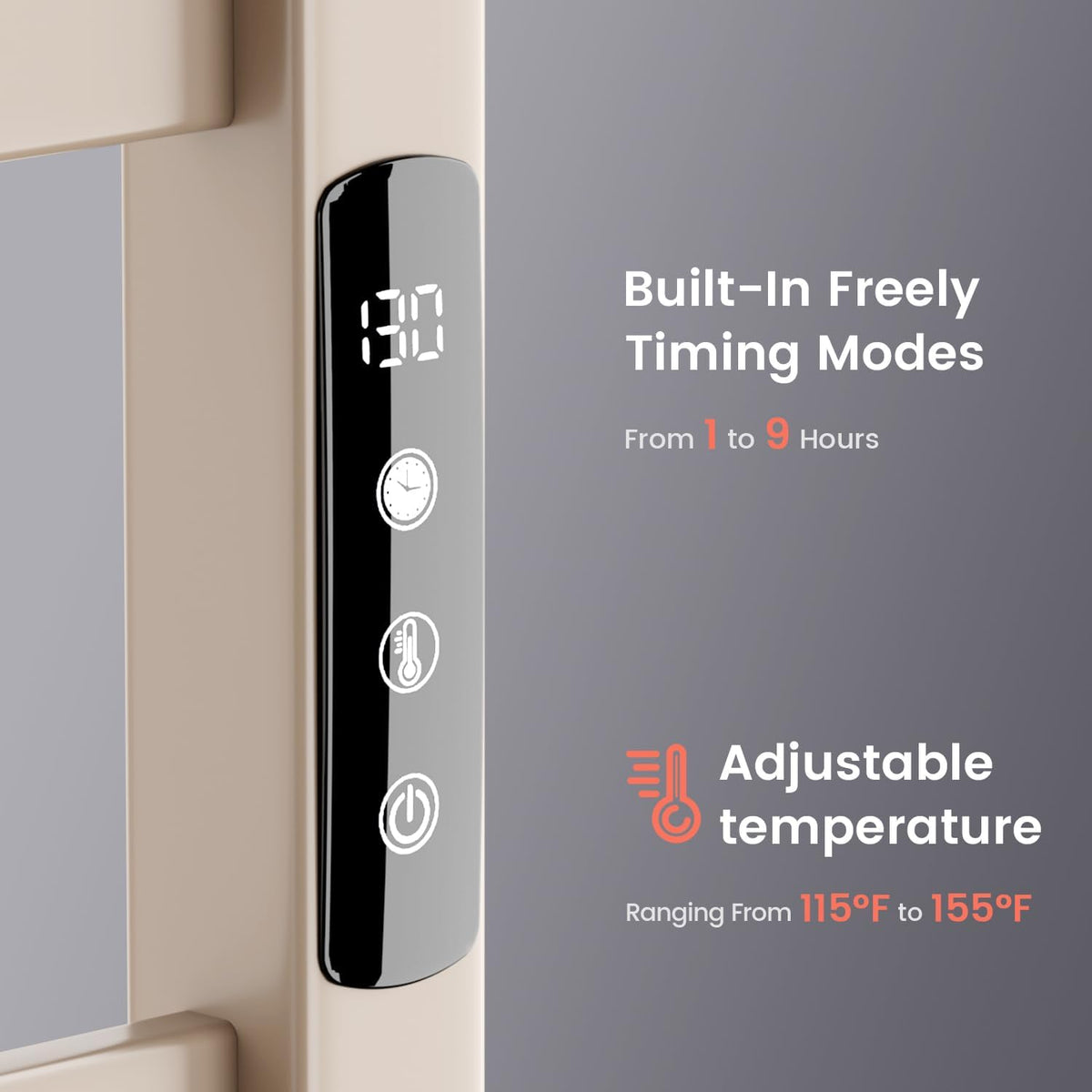 Towel Warmer,Stainless Steel Towel Warmer Rack for Bathroom -10 Bars Wall Mounted Towel Heater with Intelligent Touch