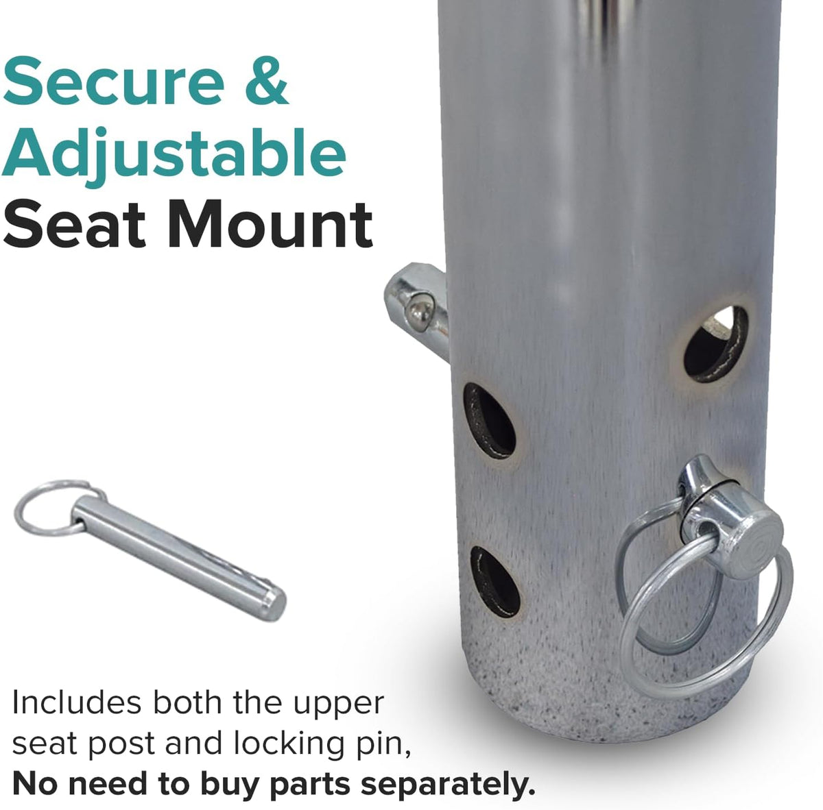 Upper Seat Post with Pin for Go-Go Travel Mobility Scooter - Replacement 1" Diameter for GOGO Elite Traveller Standard, LR, Plus, Plus HD, and Ultra X Scooters (FRMASMB9630)
