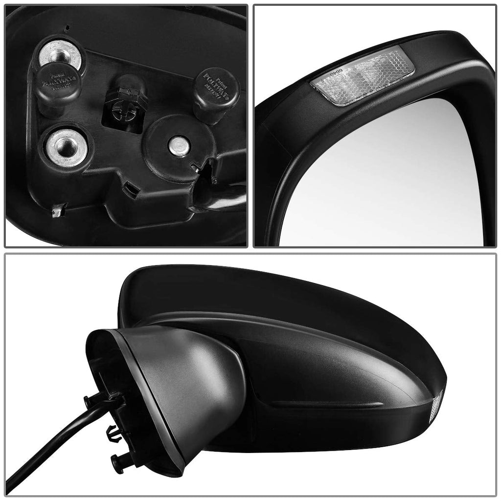 DNA Motoring OEM-MR-MA1320179 Factory Style Powered+Turn Signal Left Side Door Mirror Compatible with 14-15 Mazda 3