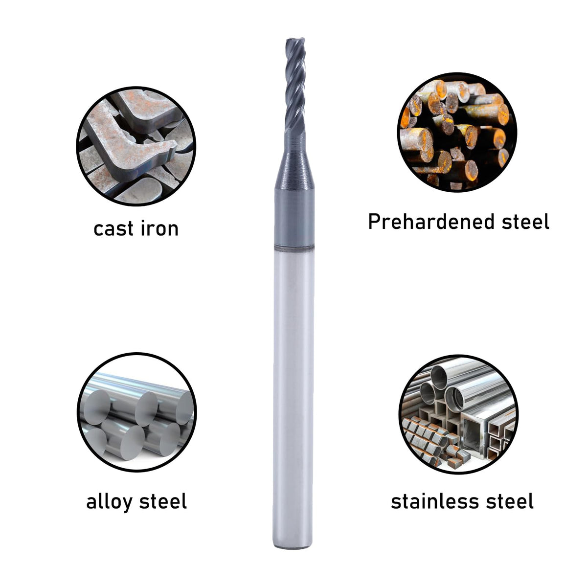 XYunEnZ 1/16" 4-Flute Square End Mill AlTiN Coated Carbide, 5Pcs