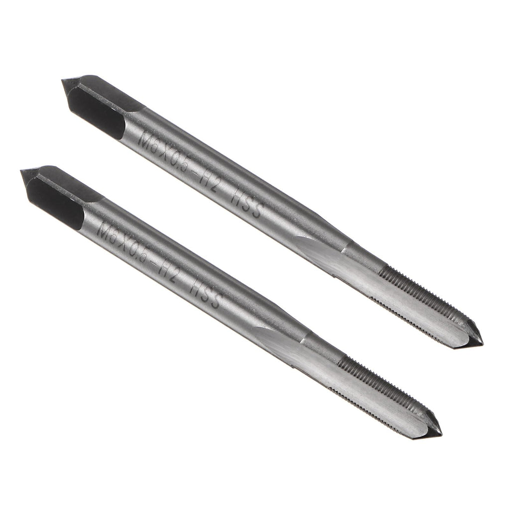 uxcell Metric Machine Taps M6 x 0.5mm H2 High Speed Steel 3 Straight Flutes Screw Tapping Threading Machinist Repair DIY Tool 2pcs