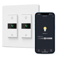 Smart Dimmer Switch 2Gang Digital Display Single-Pole 3Way Dimmer Smart Switch， 2024 New Model，Works with Siri, Alexa