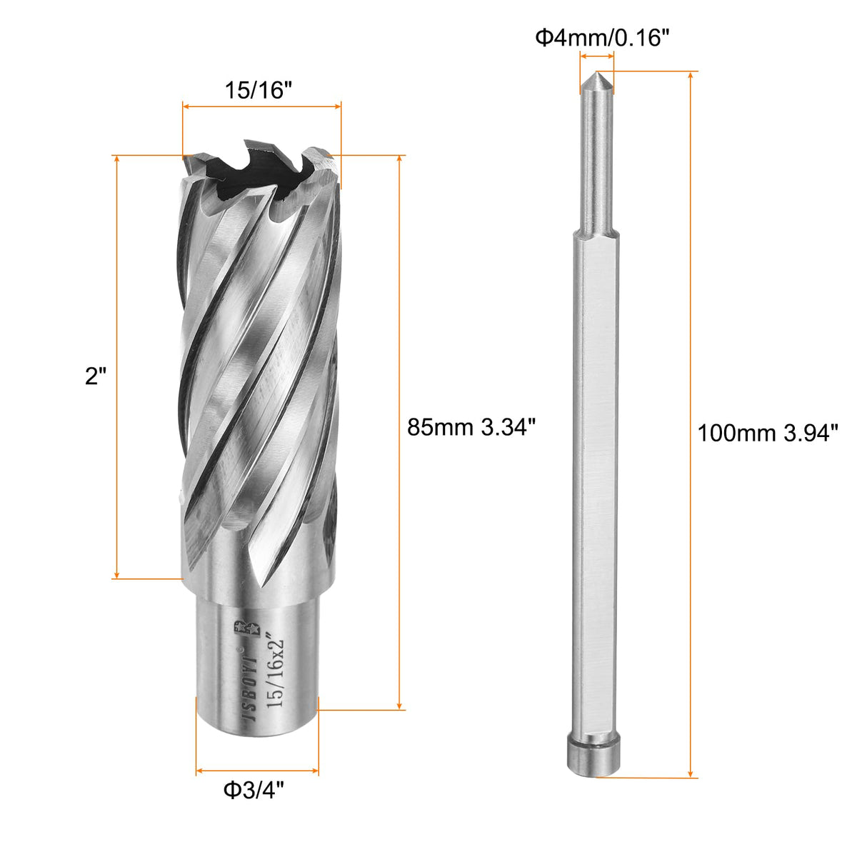 HARFINGTON Annular Cutter 15/16" Cutting Diameter Shank 3/4" with 2" Depth of Locating Pin M2 High-Speed Steel Drill Bit Annular Cutter for Standard Magnetic Drills Machine Tools Mills