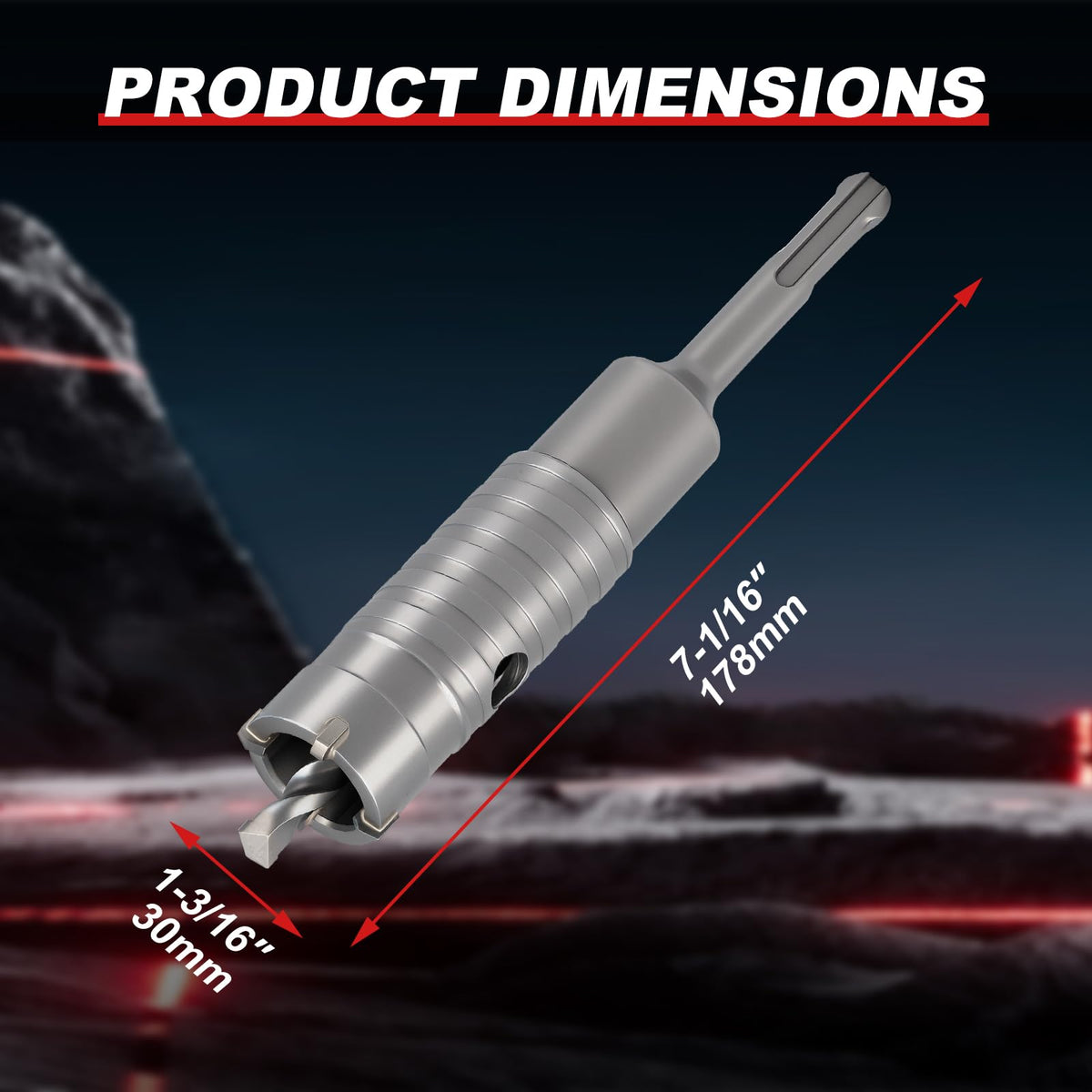 Professional 1-3/16" (30mm) Concrete Hole Saw 110mm SDS Plus & Dust Bag