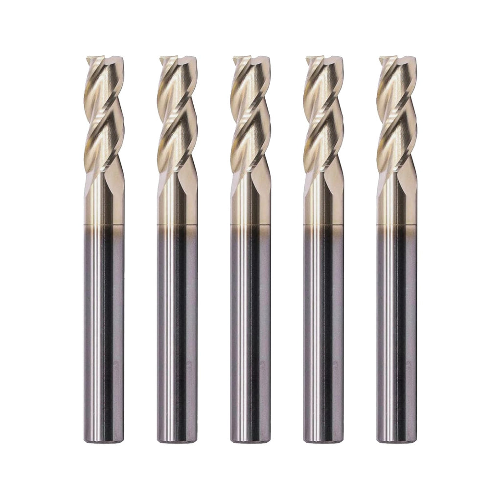 NZ 3 Flute 1/4" Solid Carbide Square End Mill ZrN Coated, 5Pcs