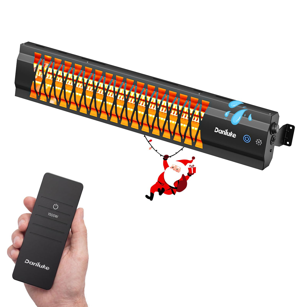 1500W Electric Patio Heater, Wall Mounted Outdoor Heater with Remote & Touch Control, Carbon Fiber Heating for Patio