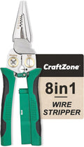 8-in-1 Wire Stripper Pliers with Non Contact Voltage Tester, Green Black | Multi-function electrician hand tool for