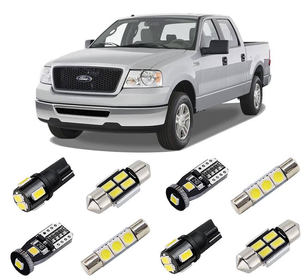 BRISHINE White Interior LED Lights Kit for Ford F150 2004 2005 2006 2007 2008 Super Bright 6000K Interior LED Bulbs Package + License Plate Lights and Install Tool