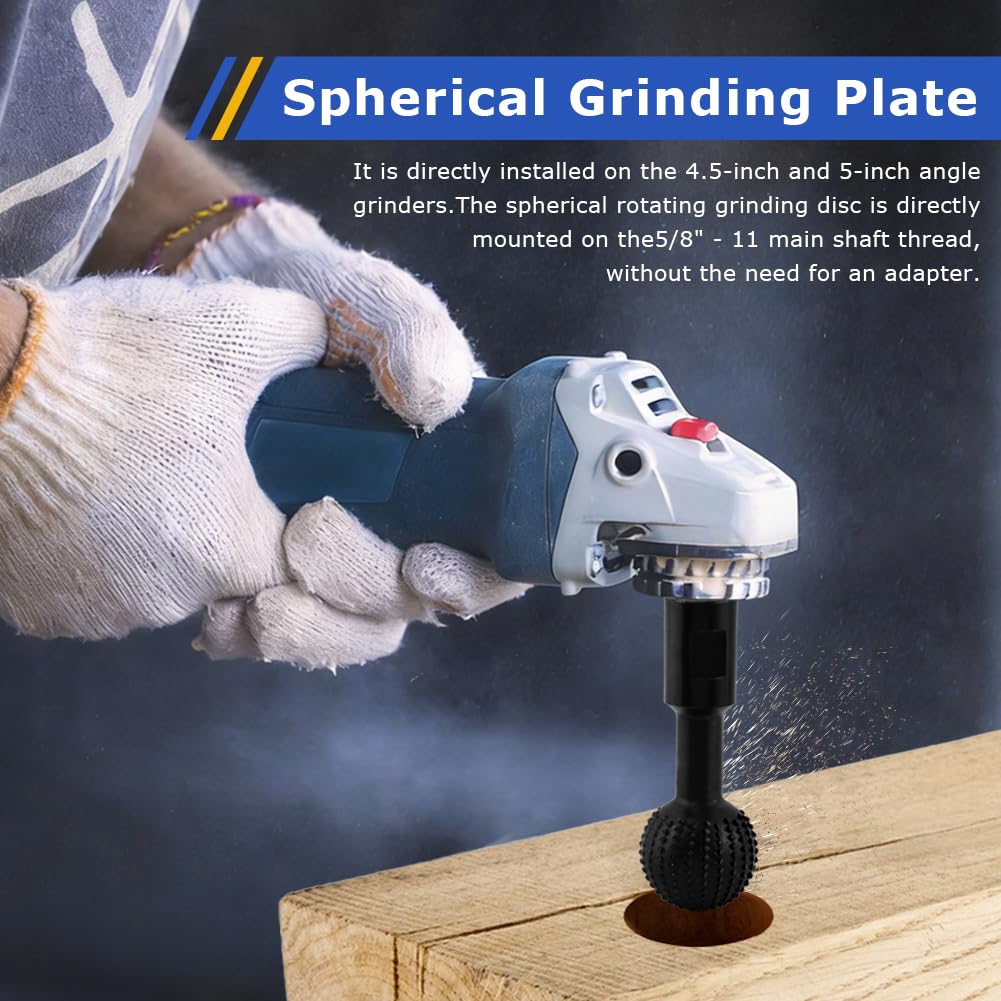Sphere Rotary Burr Set 3Pcs, 5/8-11 Thread Ball Gouge Angle Attachment