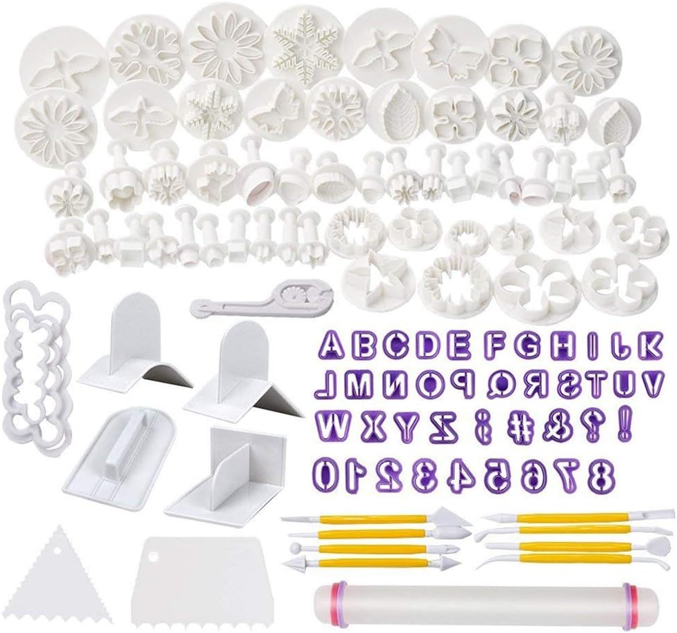 114 Pcs Cake Decorating Tools Fondant Cake Baking Decorating Sugar Craft Icing Tools Plunger Cutters Snowflake Rose