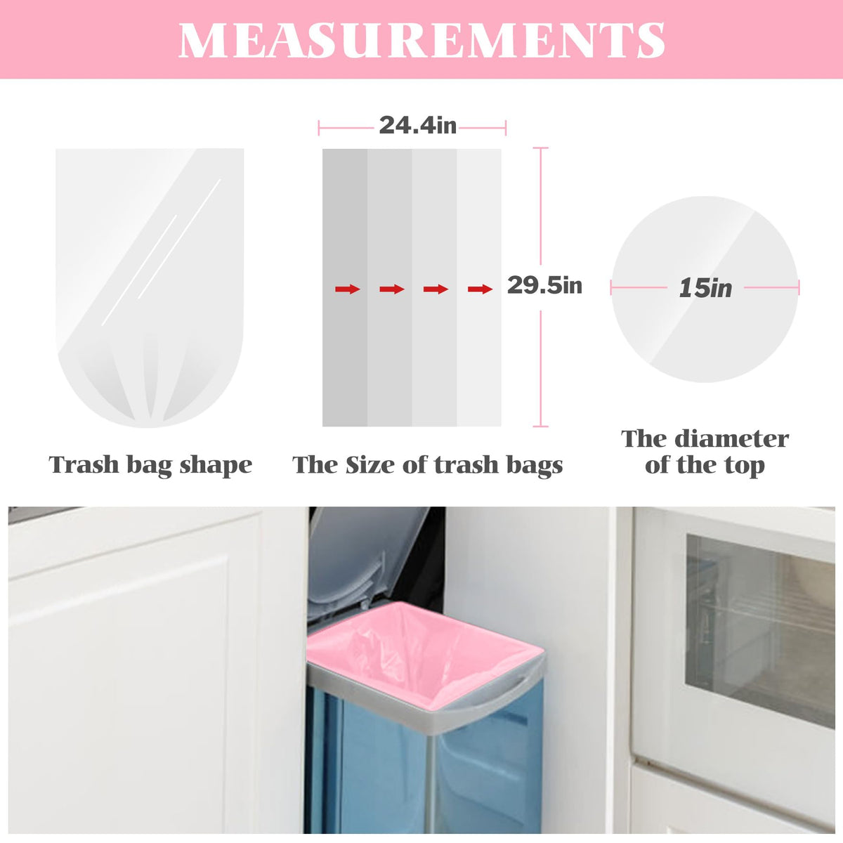 Medium Colorful Trash Bags 10 Gallon 100 Count Kitchen Garbage Bags