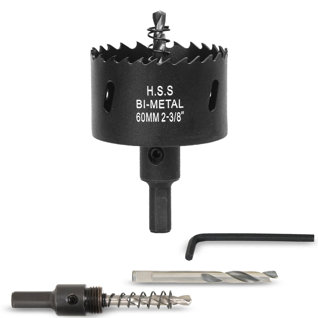 VIKITON 2-3/8 inch Hole Saw for Wood, Metal, Plastic & Drywall, with Arbor