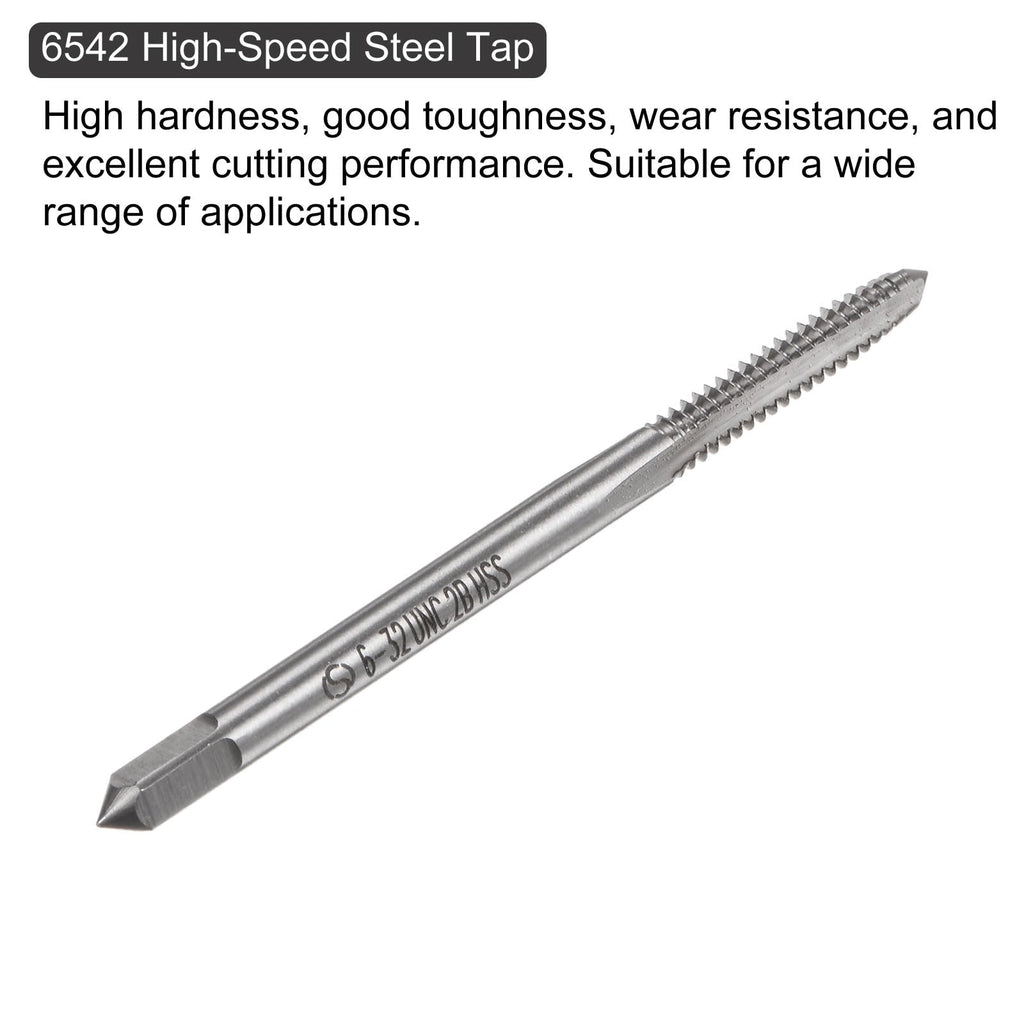 uxcell 10pcs Machine Thread Taps 6-32 UNC 2B High Speed Steel 6542 Straight Flute Screw Thread Milling Taps Threading Tapping Repair Tools