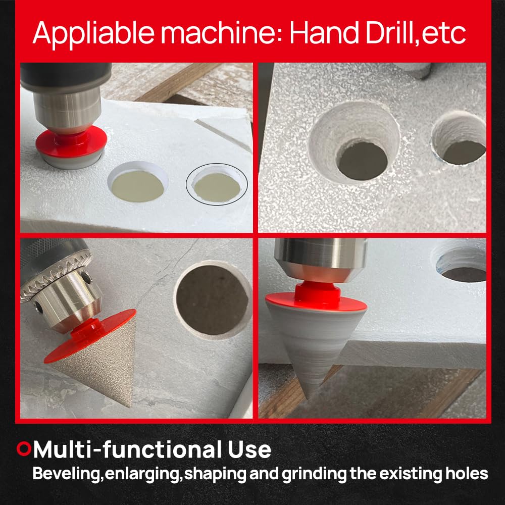 DT-DIATOOL Diamond Beveling Chamfer Bits - Diamond Countersink Drill Bit 2 Inch with Hex Shank for Enlarging Trimming Shaping Existing Holes of Granite Marble Porcelain Tiles,Size of 0 to 50mm 2pcs
