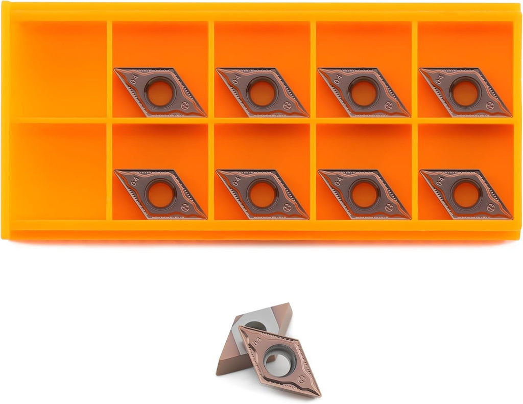 DCMT32.51 DCMT11T304 Indexable Carbide Turning Tools with GE Chip Breaker, PVD Coated for Stainless Steel and Superalloys, 10 pcs
