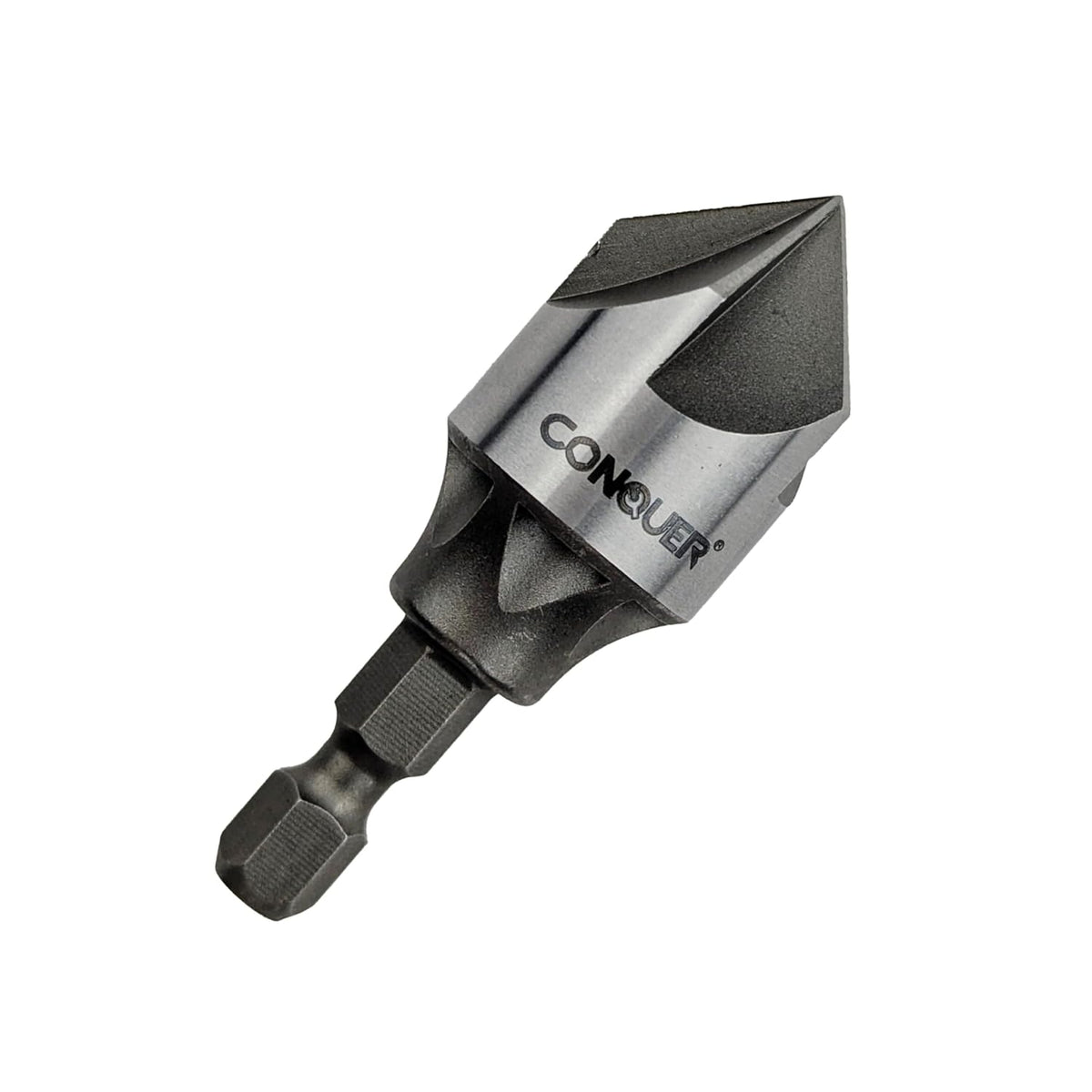 CONQUER 5 Flute Metal Countersink Drill Bit, 1/4" Hex Shank, 1/8"-3/4"