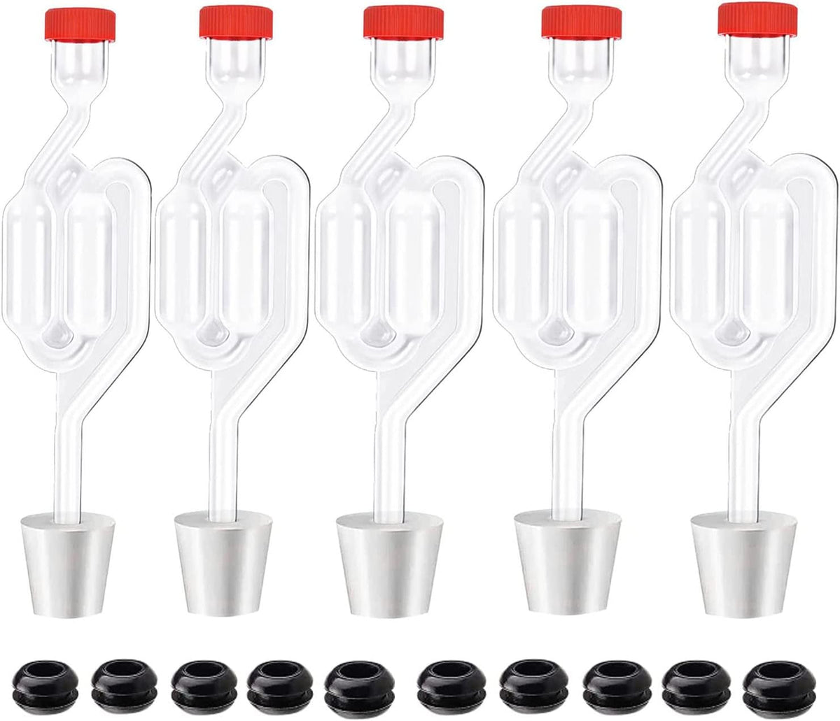 5ct. S - Shape Airlock with # 6 Stopper 5pcs & Grommets 10pcs,Bubble Fermentation Airlock for Brewing Wine Making
