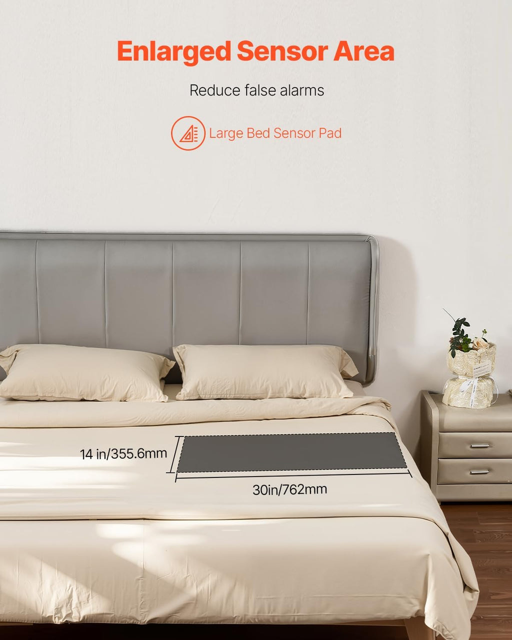 Bed Alarm System for Elderly Adults, 14 x 30-inch Wireless Bed Sensor Pad with Pager, Safety Bed Alarms and Fall