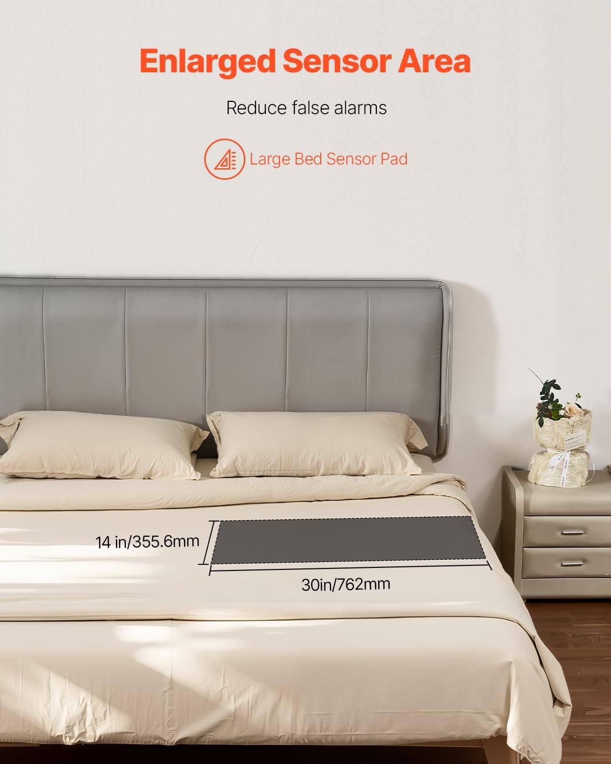 Bed Alarm System for Elderly Adults, 14 x 30-inch Wireless Bed Sensor Pad with Pager, Safety Bed Alarms and Fall
