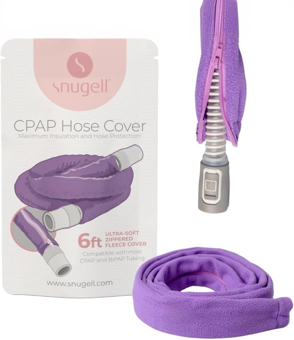 Snugell CPAP Hose Cover – 6ft Tubing Wrap in Purple – Compatible with ResMed, Fisher & Paykel, and Other Brands – Ultra-Soft Full Zippered Fleece CPAP Tube Cover for Insulation and Protection