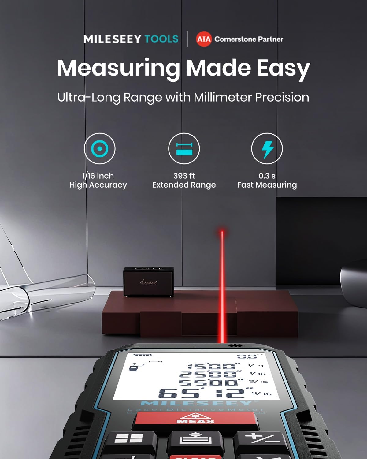 Laser Measure Device, MiLESEEY 393ft Digital Laser Tape Measure with Upgrade Electronic Angle Sensor, 2mm Accuracy