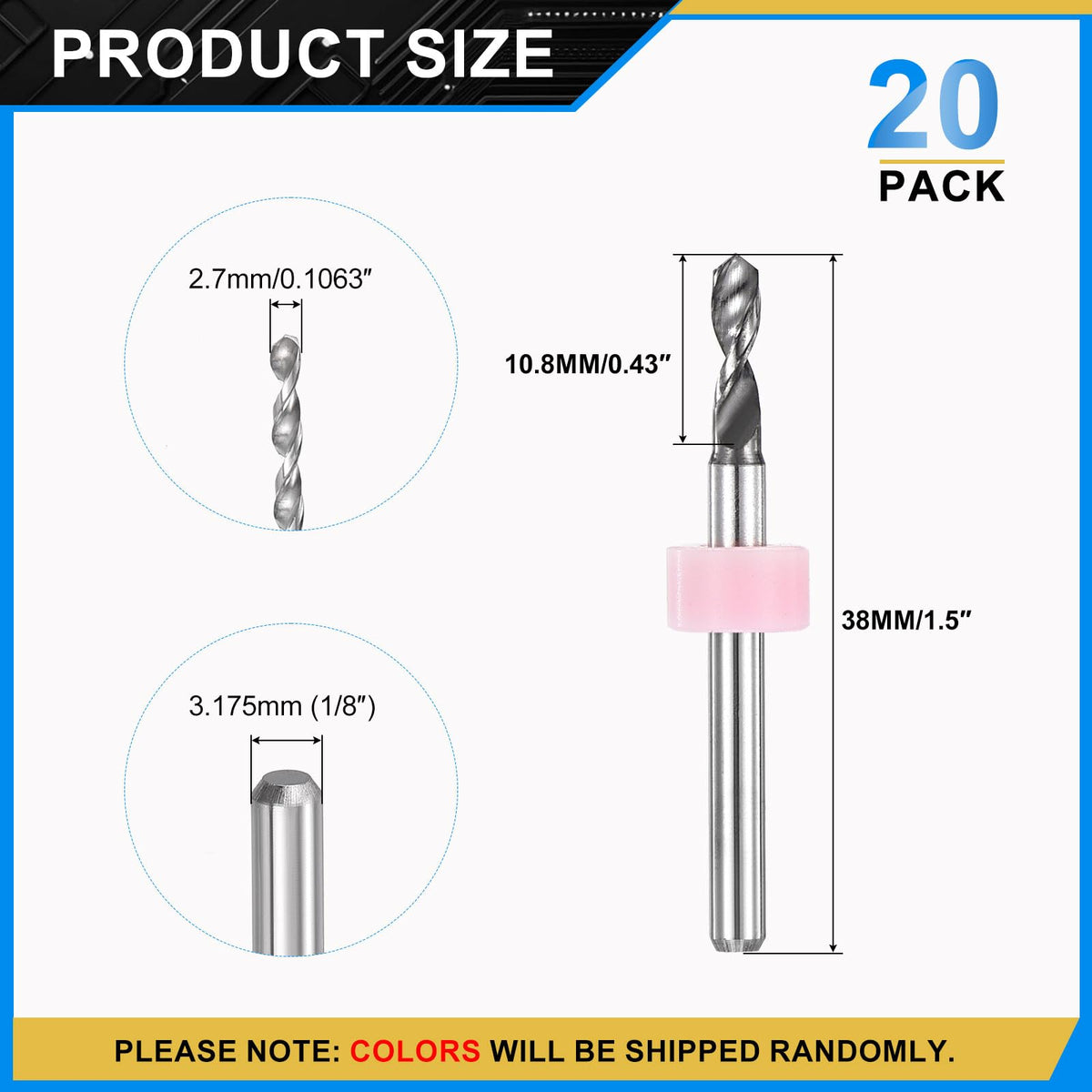 PATIKIL 20 Pack 2.7mm Micro Drill Bits Carbide Tungsten Steel