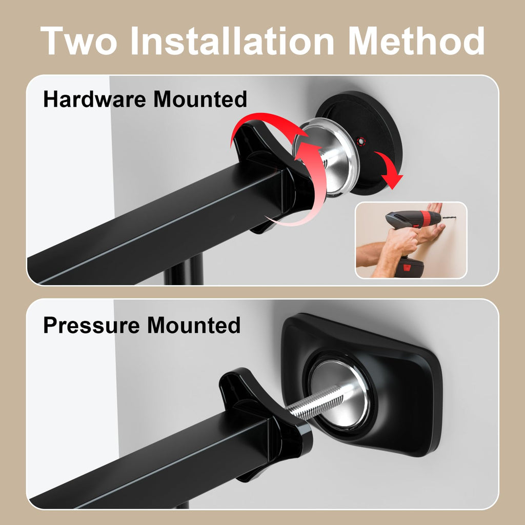 66.93-74.8" Extra-Wide No-Drill Pressure-Mounted Pet & Child Safety Gate with Auto-Close Walk-Through Door for Stairs, Hallways & Wide Doorways