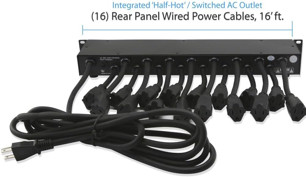 19 Outlet 1U 19" Rackmount PDU Power Distribution Supply Center Conditioner Strip Unit Surge Protector 15 Amp Circuit