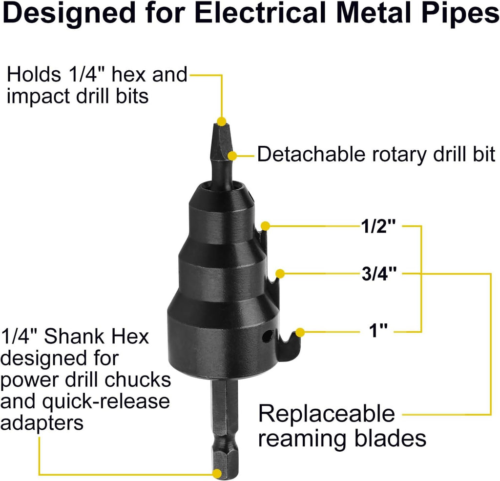 Valkynos Conduit Reamer for 1/2-Inch, 3/4-Inch and 1-Inch Conduit Pipe
