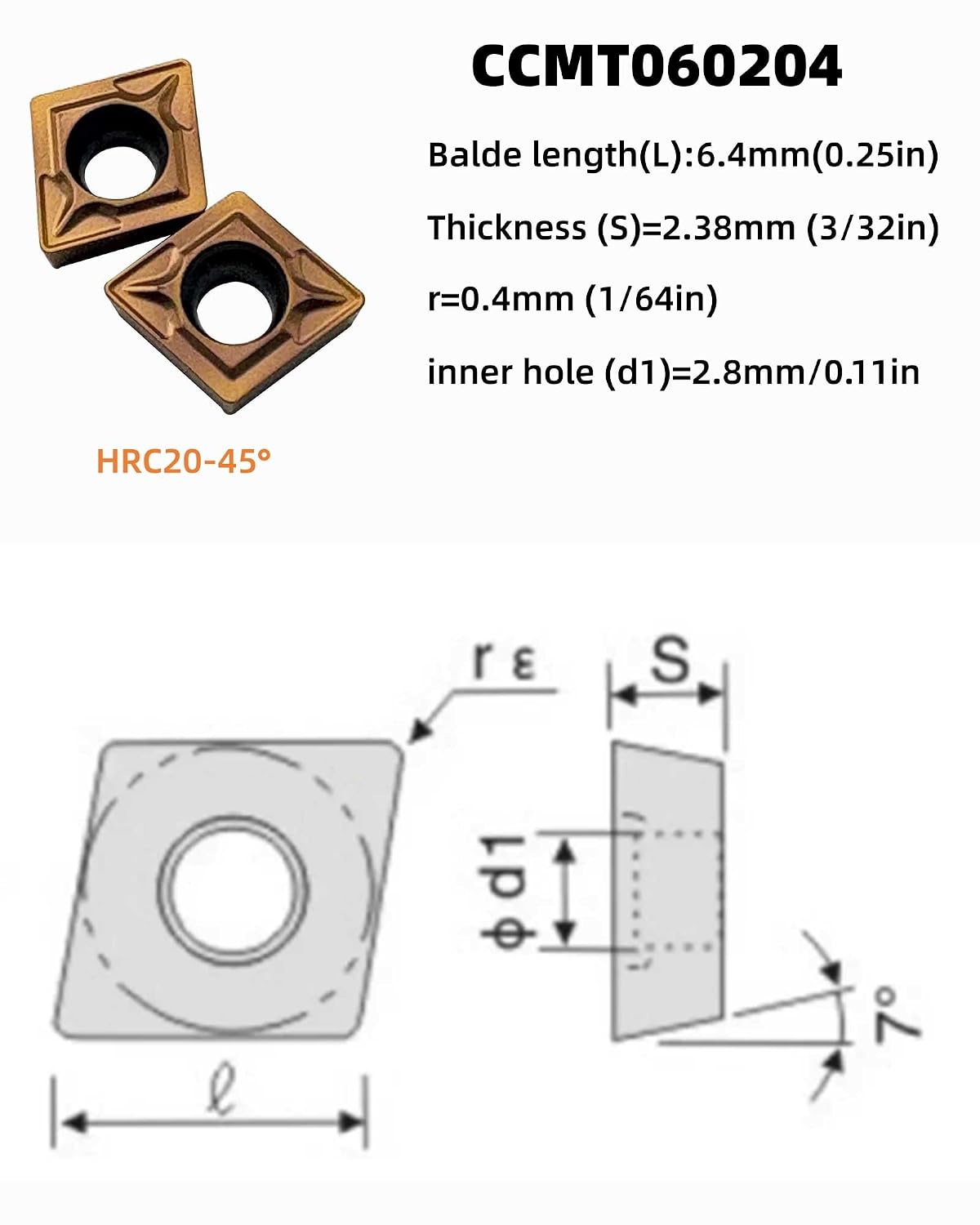 CCMT21.51 CCMT060204 Carbide Turning Inserts for Stainless Steel & Steel