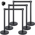 Crowd Control Stanchion Set, Stanchion Set with 6.6 ft/2 m Black Retractable Belt, Black Crowd Control Barrier