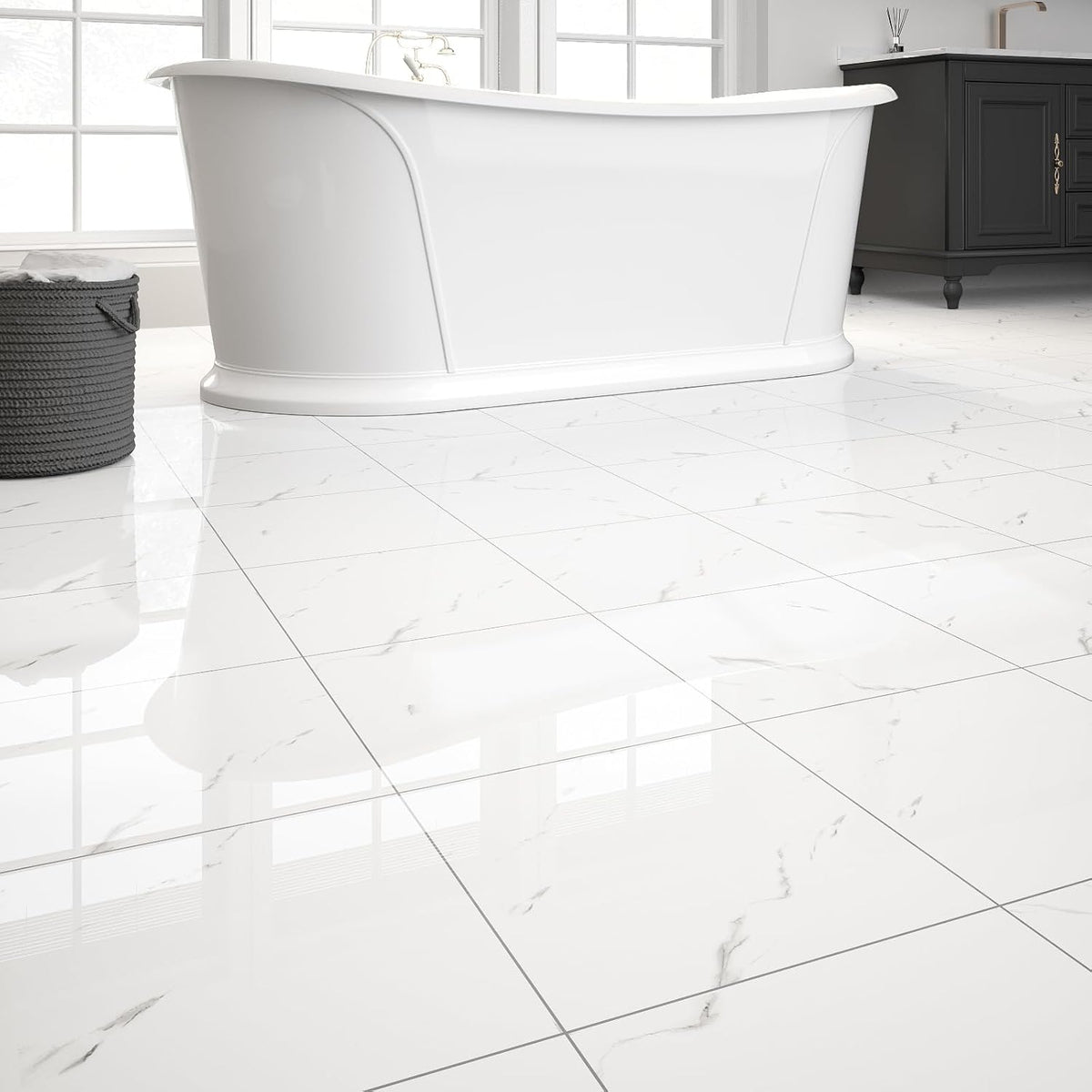20-Pack Peel and Stick Floor Tiles Vinyl Floor 12 x 12 inch Self Adhesive Waterproof Glossy Flooring Planks DIY for