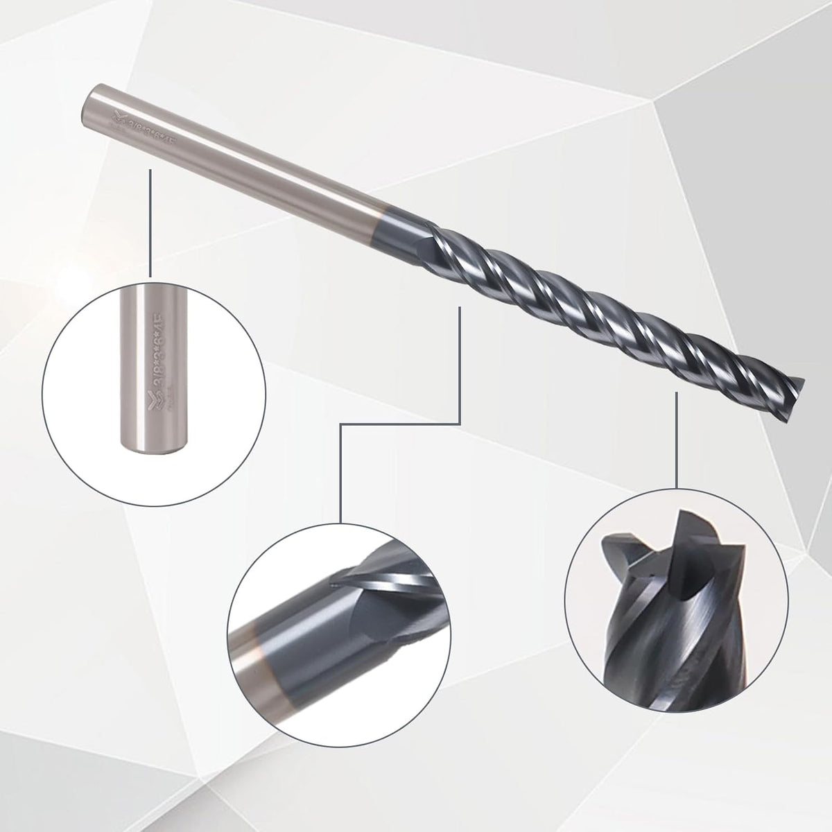 3/8" 4-Flute Solid Carbide Square End Mill AlTiN Coated, 1Pcs