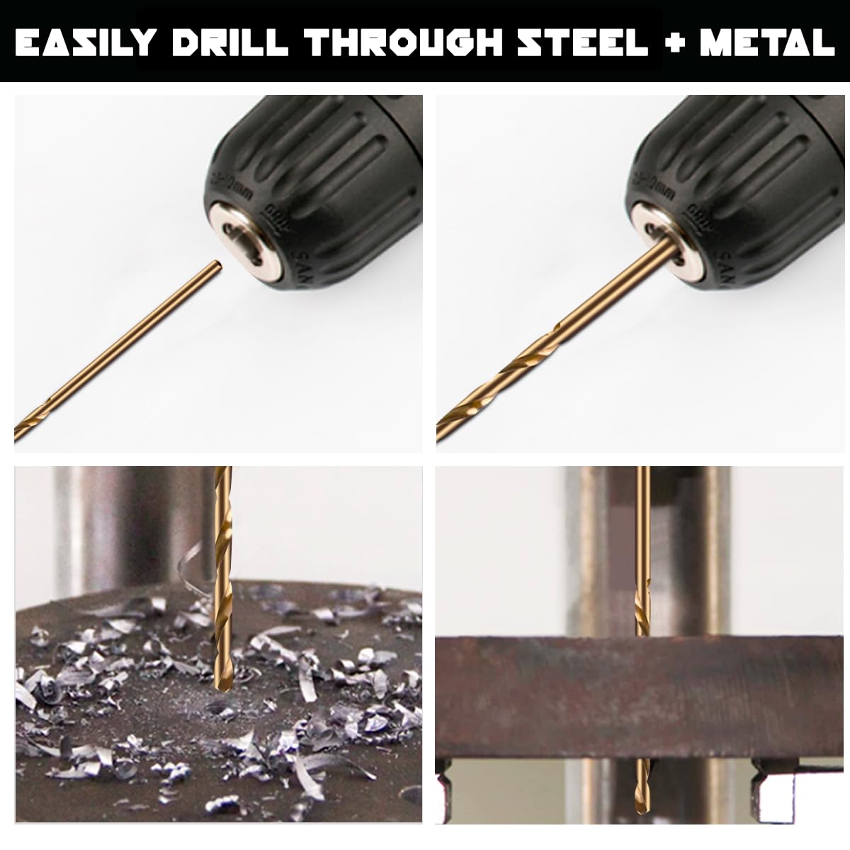 Narwhal 43/64 Drill Bit (3 Pack - 1/2 Inch Shank) Cobalt for Metal & Steel