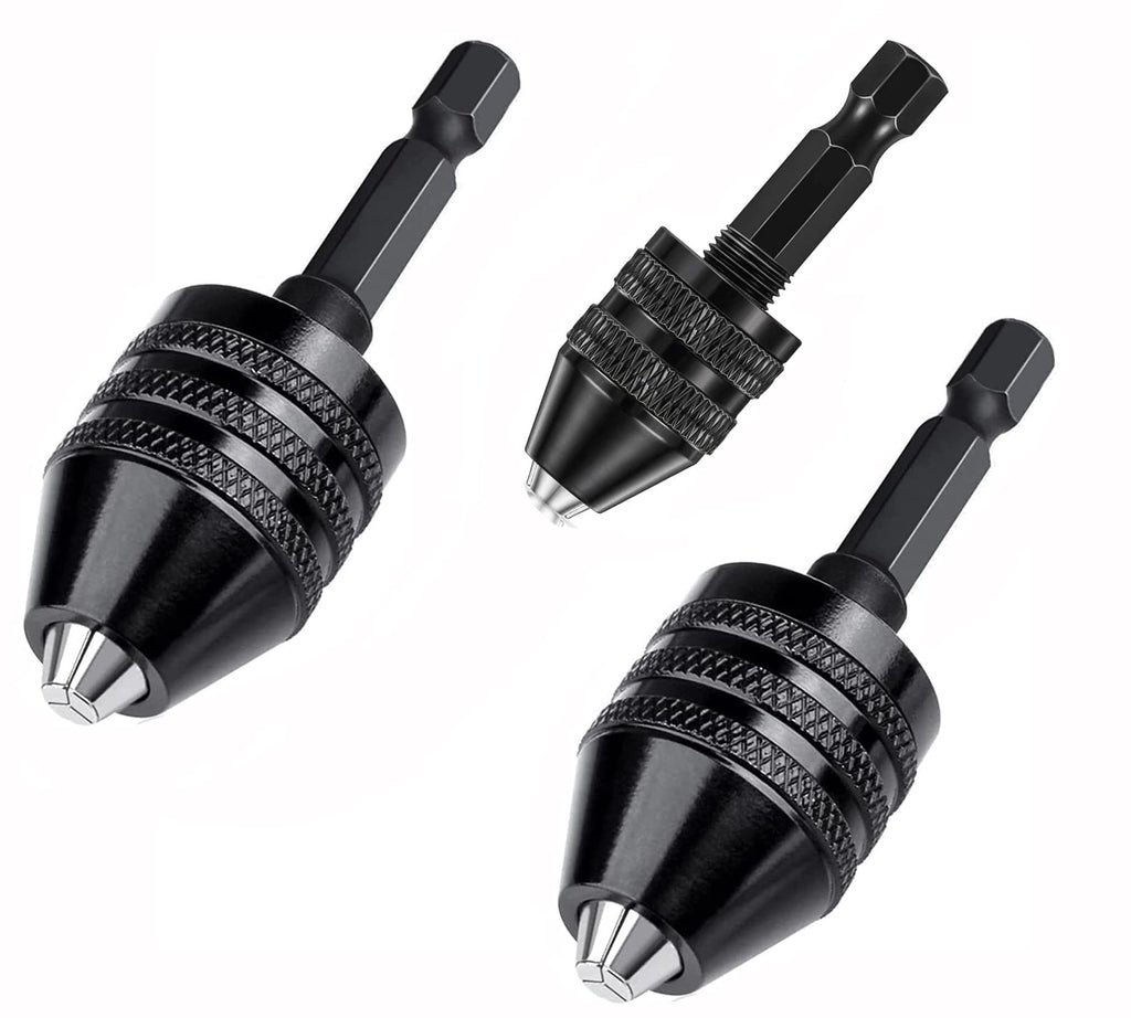 RZJZGZ 3 Pcs drill chuck adapter Keyless Drill Chuck Bit 1/4 Inch Hex Shank