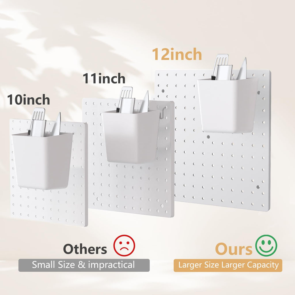 Plastic Pegboard Wall Organizer Kit, 12x12, 4 Pack, White