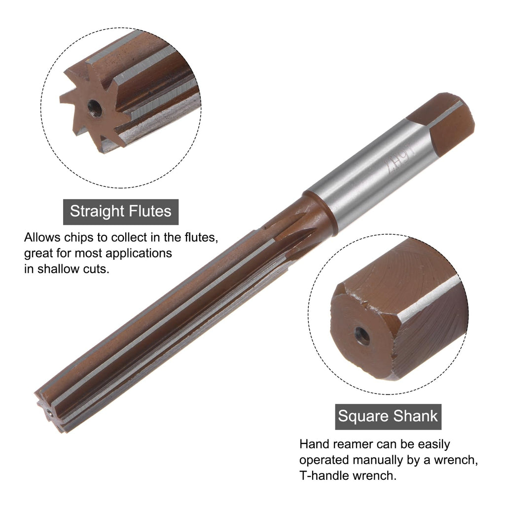 uxcell Hand Reamer 16mm H7 Metric Reamer Drill Bit for Metal Wood Hole Reaming, Straight Flutes 9SiCr Alloy Steel Cutting Tool