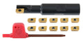 Accusize Industrial Tools 1/2" 90° Square Shoulder Indexable End Mill w/ 10 add'l APKT11T308 Inserts, 5/8" Shank, 3-1/4" OAL, 0.433" ap, 1 Flute, APKT11T308, Carbide Insert, 0056-0913+0056-1130