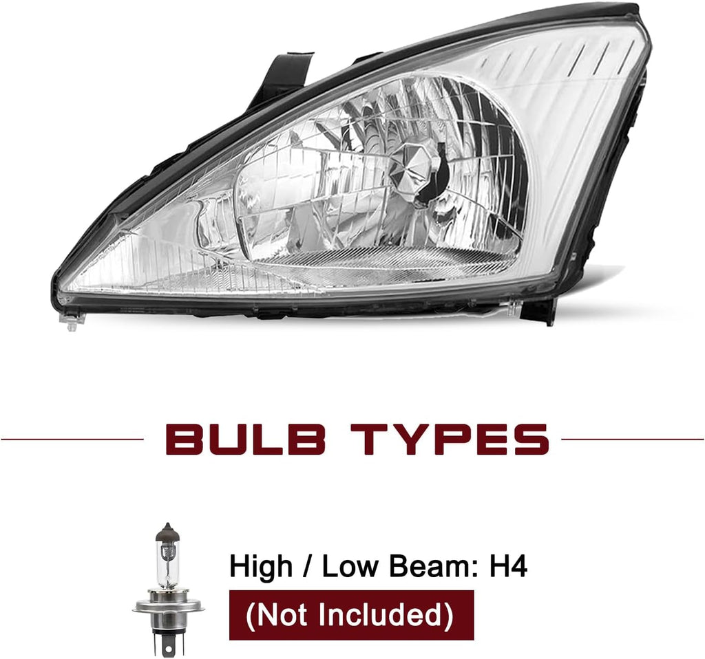 JSBOYAT Headlight Assembly Fit for 2000 to 2004 Ford Focus Halogen Type