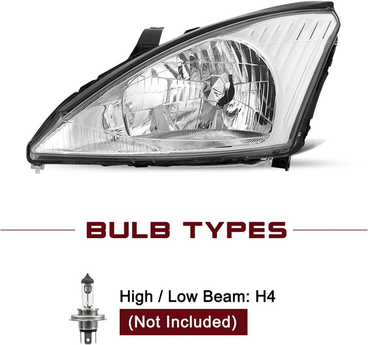 JSBOYAT Headlight Assembly Fit for 2000 to 2004 Ford Focus Halogen Type