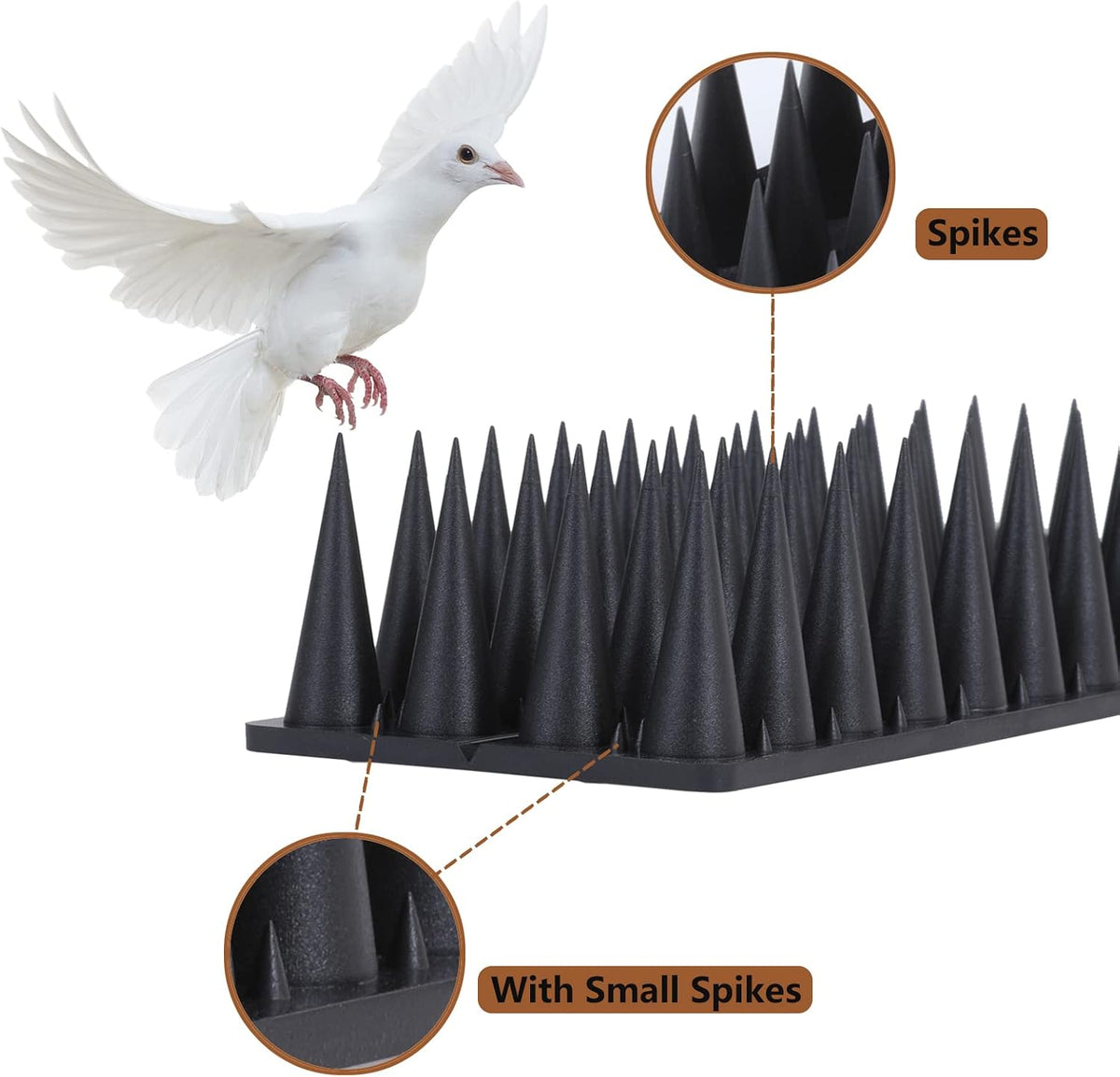 Bird Spikes, 9 Pack Bird Deterrent for Outside, Pigeon Spikes to Keep Raccoon Squirrel Cats Woodpeckers Away, for
