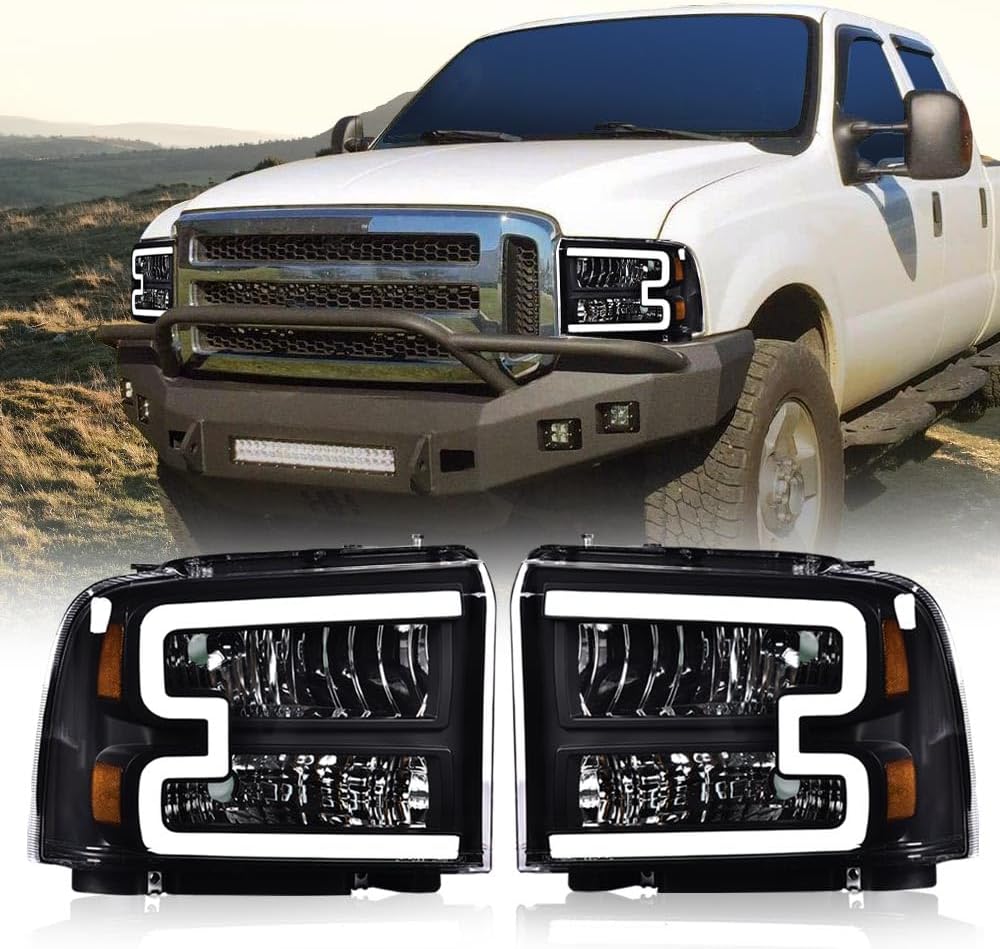 PIT66 LED Headlights Assembly Fit 2005-2007 Ford F250-F550, 05 Excursion