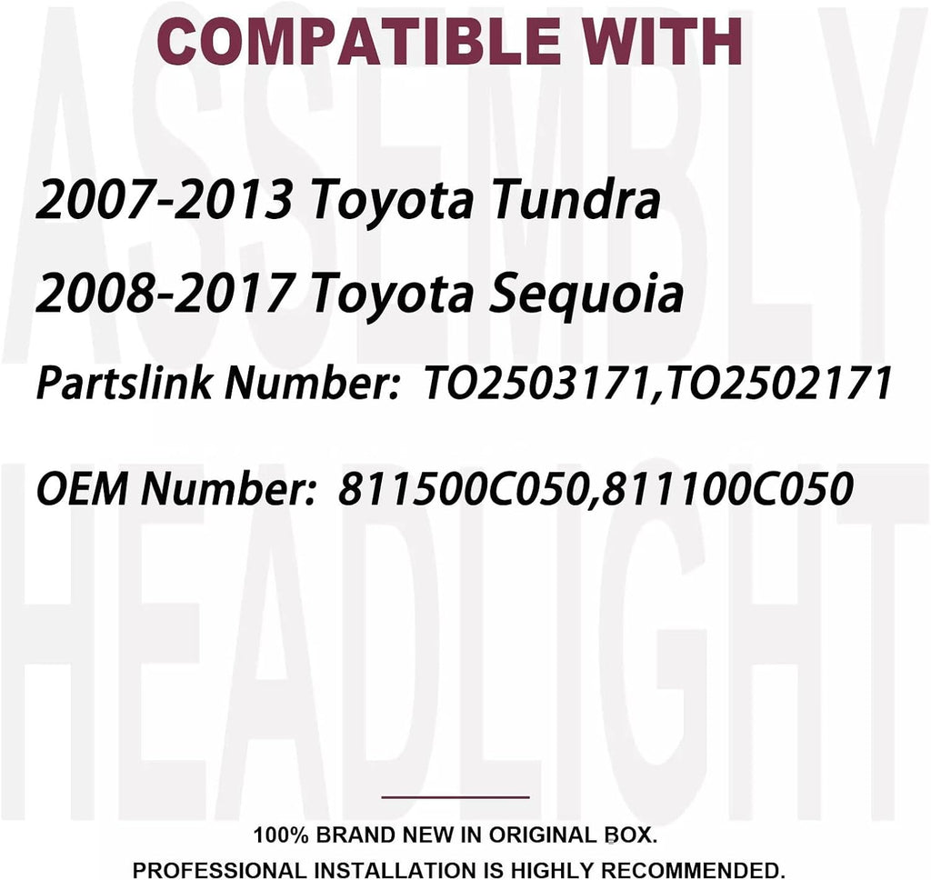 Headlight Assembly w/Electronic Level Adjuster For 2007-2013 Toyota Tundra